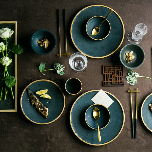 Nordic Ceramic Gold Inlay Dinnerware Set